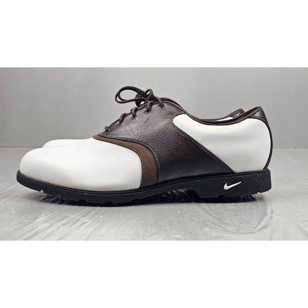 Nike Air Waverly Last Golf Shoes Mens 12.5 Two Tone Brown White Leather NWOB